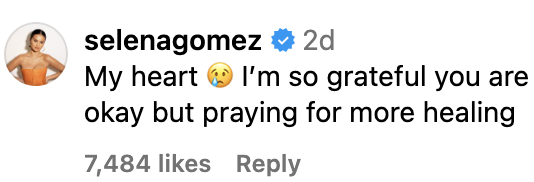 Screenshot of Selena Gomez&#x27;s comment
