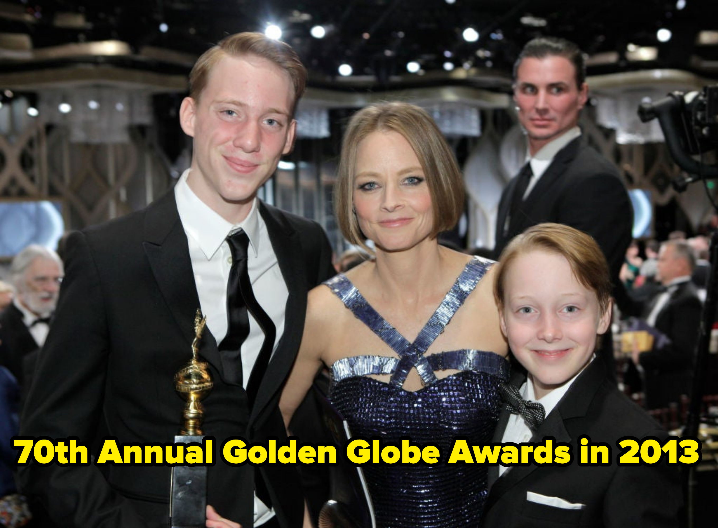 Jodie Foster with her sons at the Golden Globes