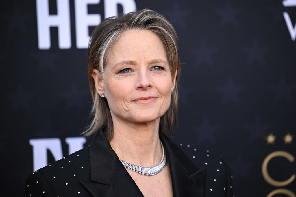 Closeup of Jodie Foster on the red carpet