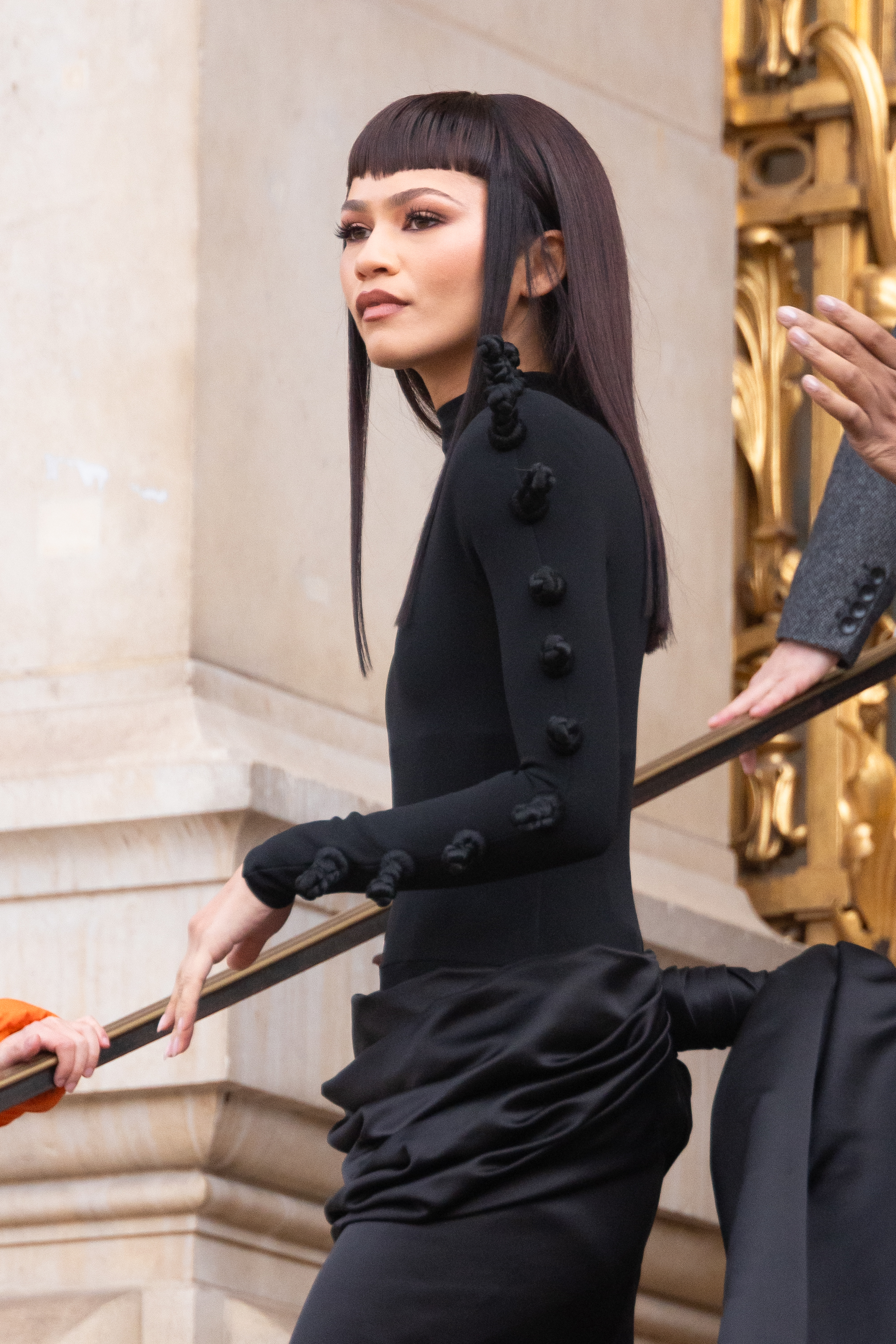 Close-up of Zendaya on the stairs