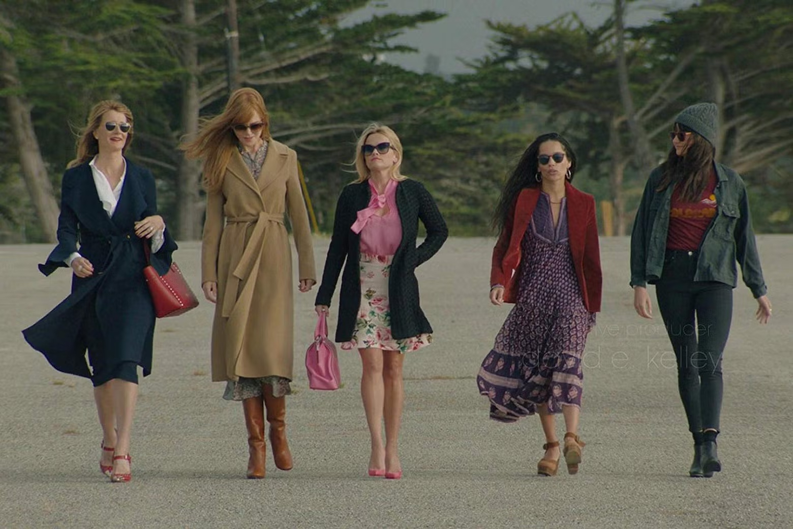 The group of women walking together in a scene from the show