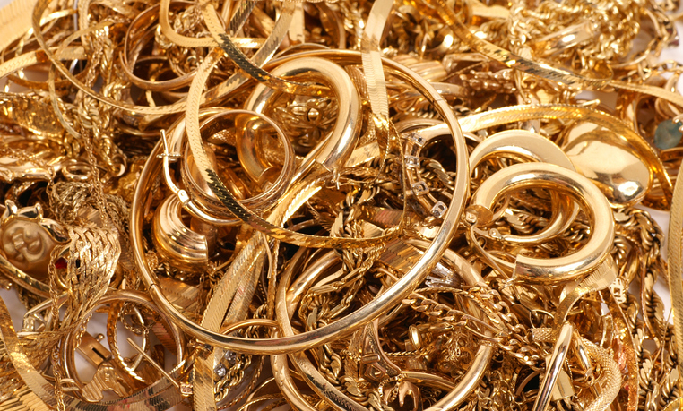 A pile of gold jewelry