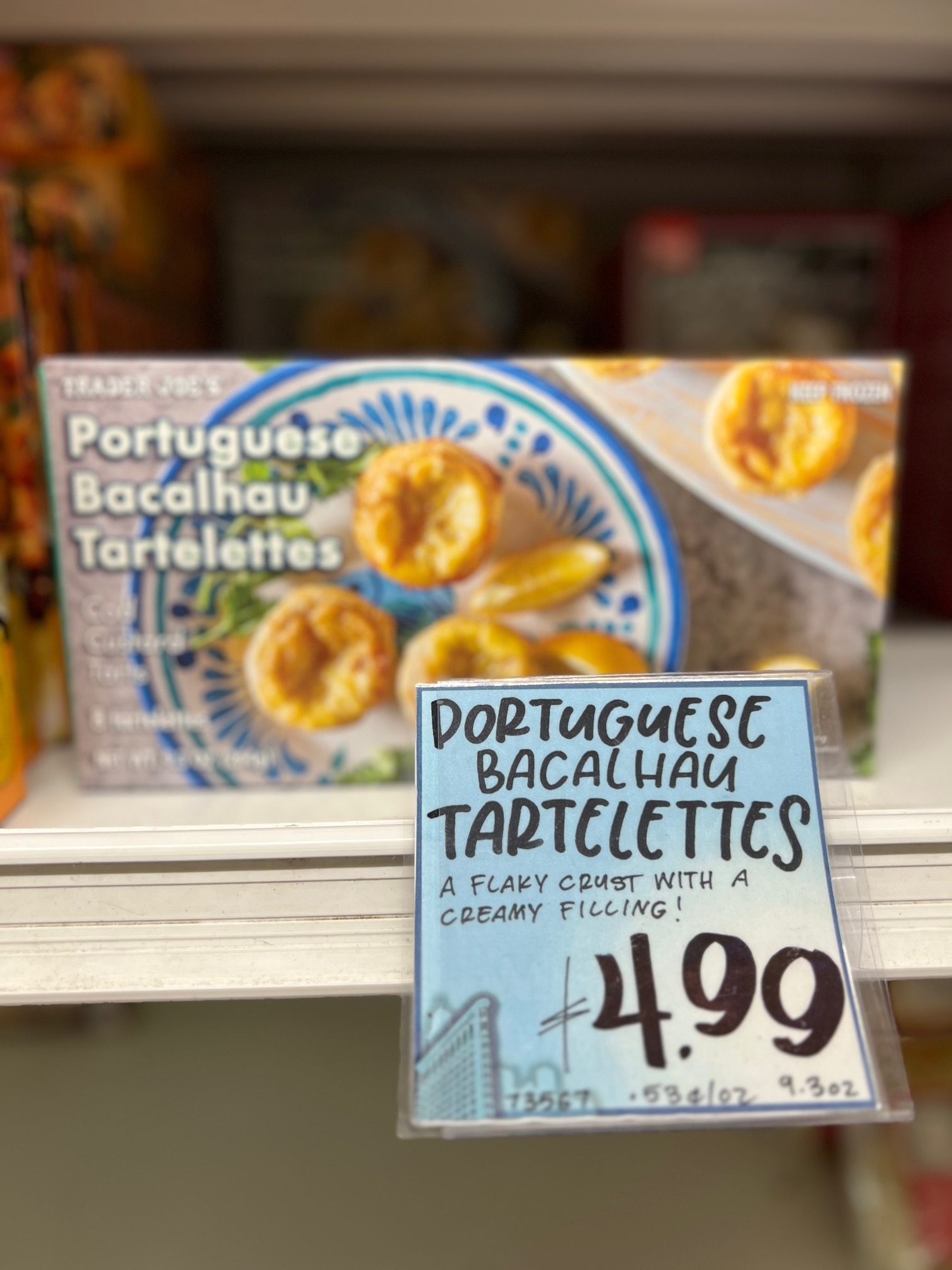 Trader Joe&#x27;s Portuguese Bacalhau Tartelettes on the store shelf