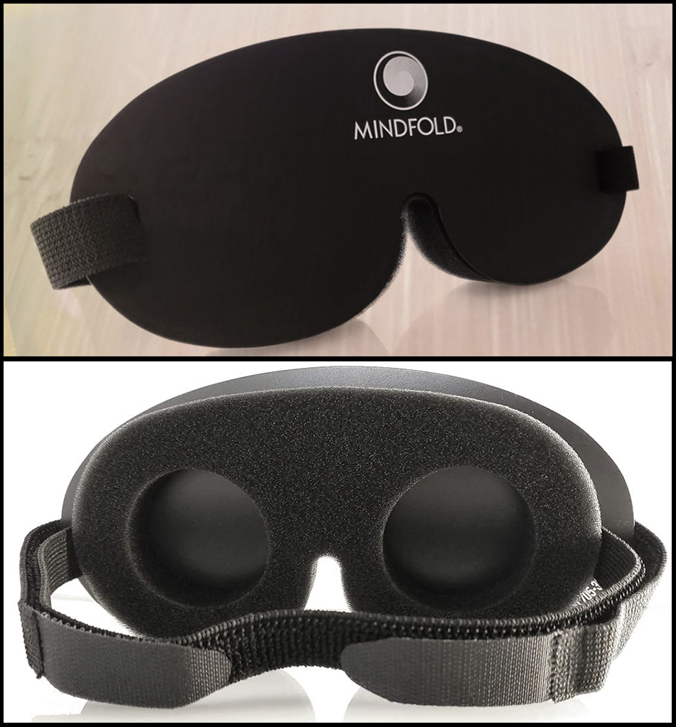A close-up of the sleep mask from both angles