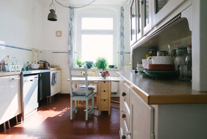 Domestic kitchen of a Berlin apartment. No people