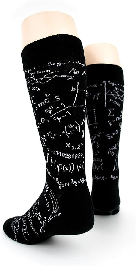 black socks with math equations on them