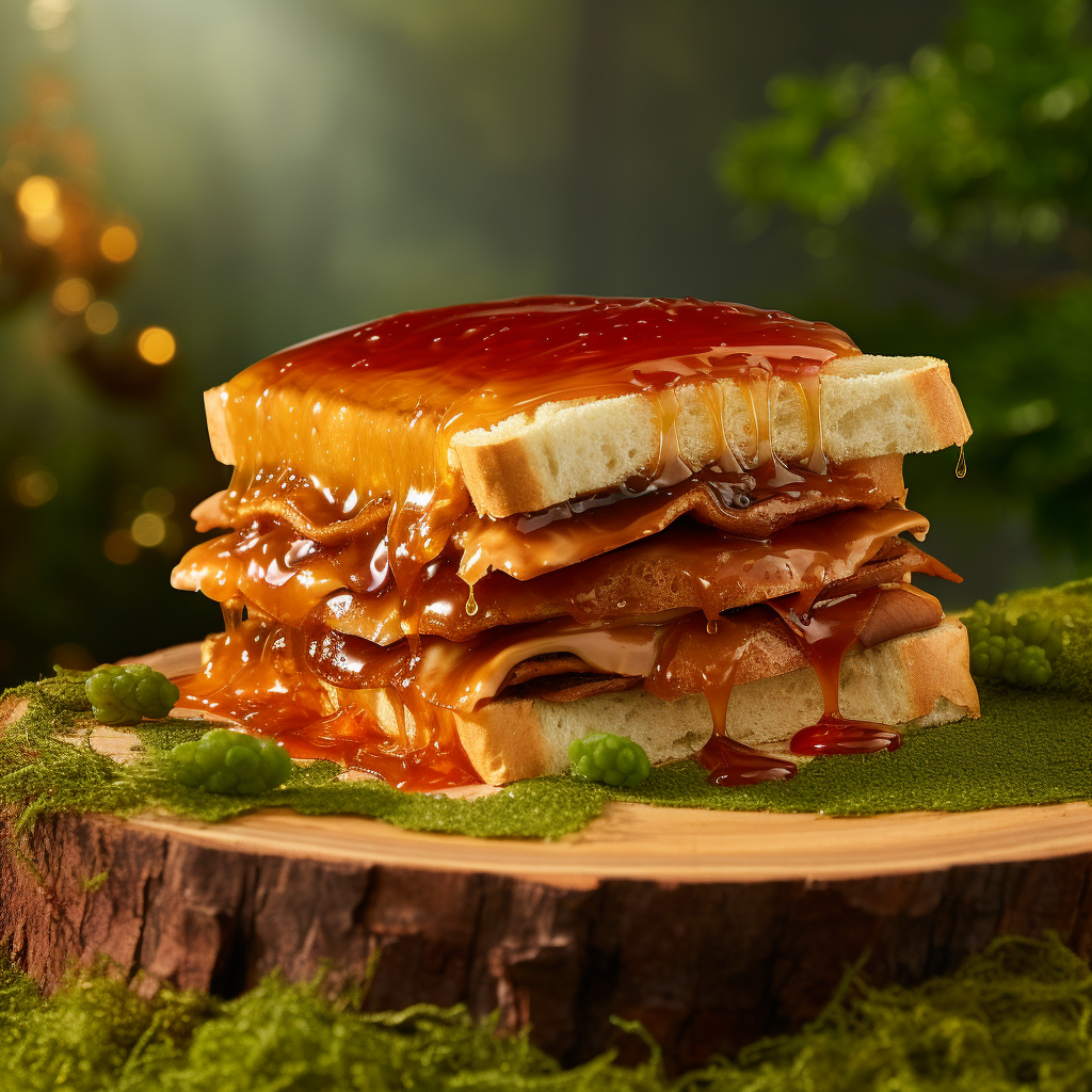 sandwich covered in maple syrup