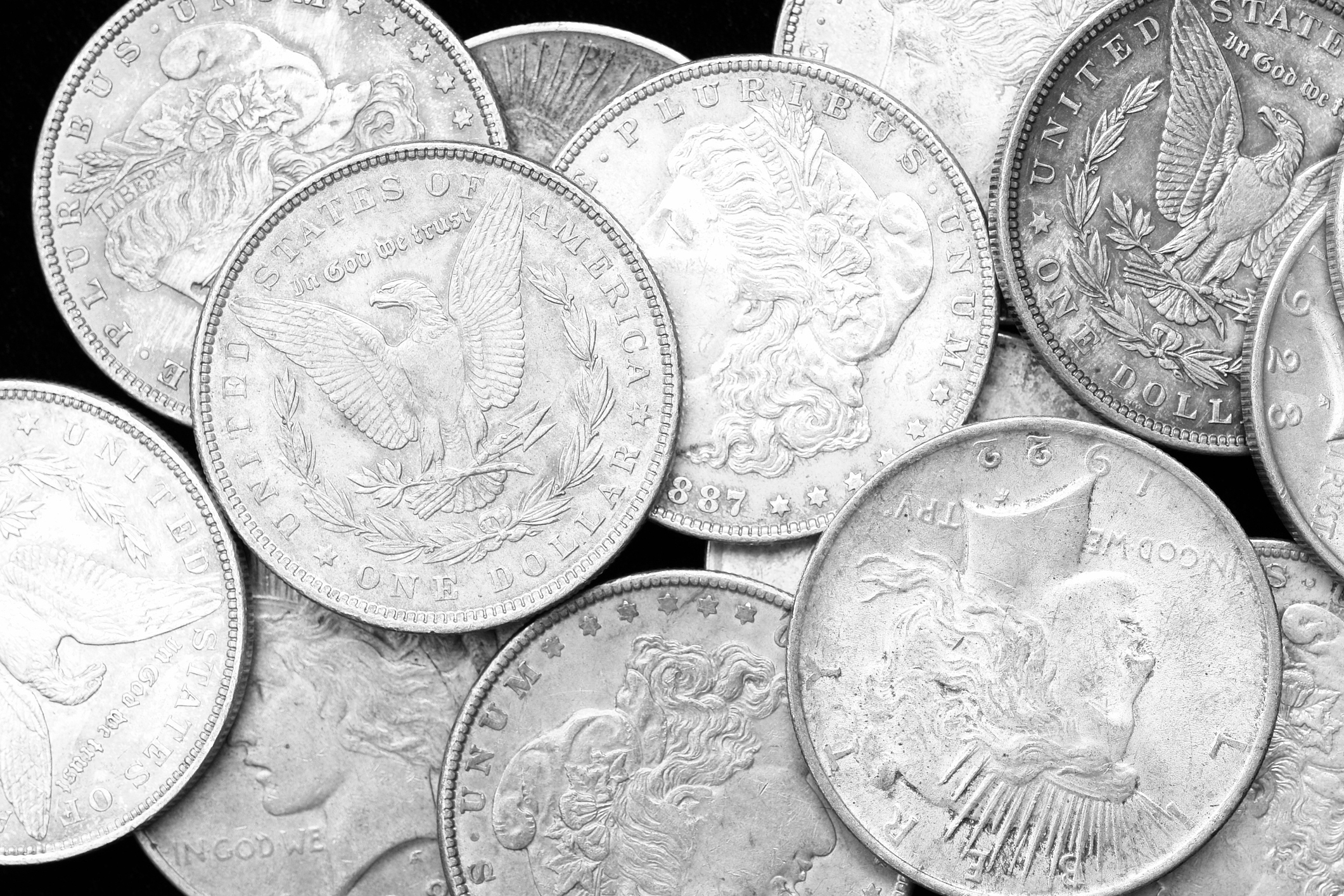 a bunch of silver dollars