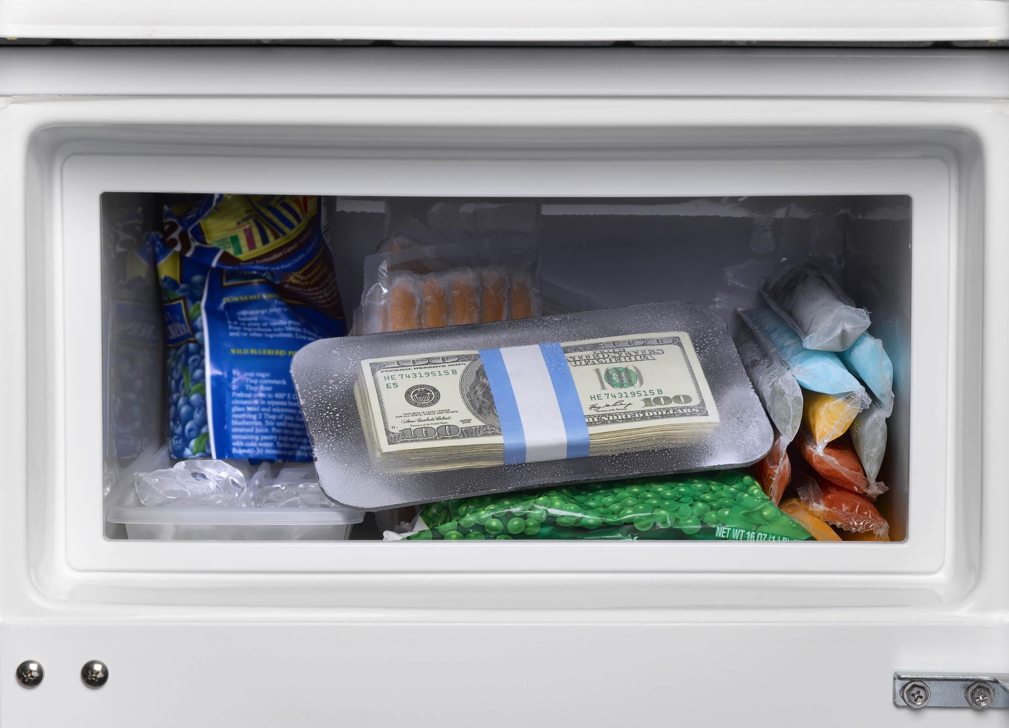Money in a freezer