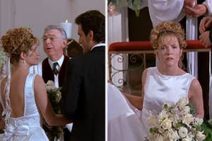 on Caroline in the City, Caroline stops mid-wedding vows to turn around and see who's there