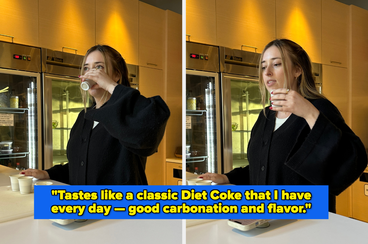 A tester drinking a cup of Diet Coke and saying it &quot;tastes like a classic Diet Coke that I have every day — good carbonation and flavor&quot;
