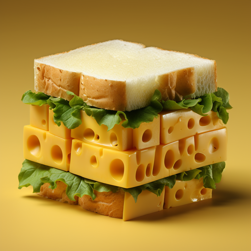 blocks of cheese on white bread