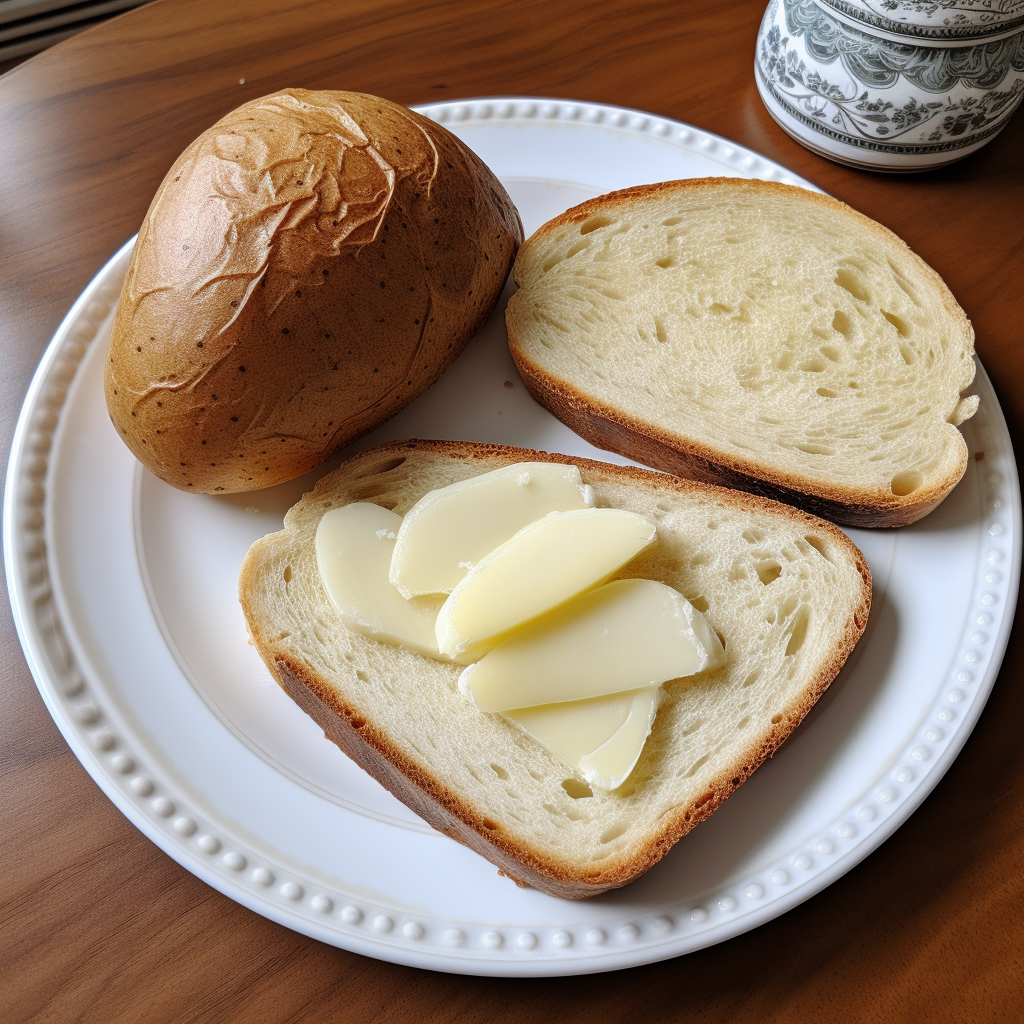 bread with a large potato