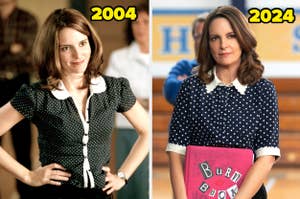 side by side pictures of tina fey in mean girls