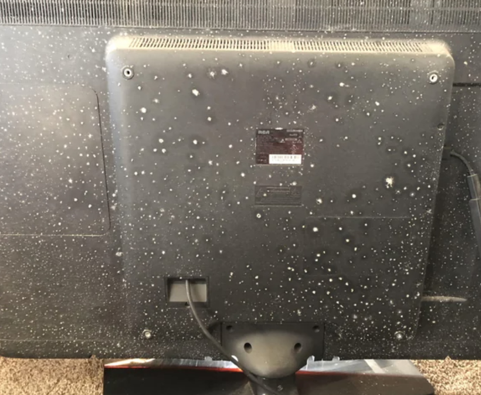 Mold on the back of a TV set