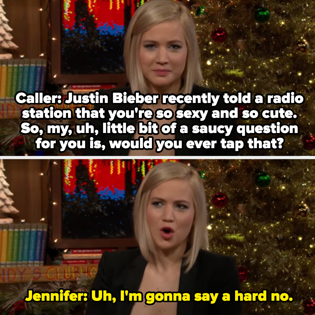 one the show she says, i'm gonna say a hard no to justin beiber