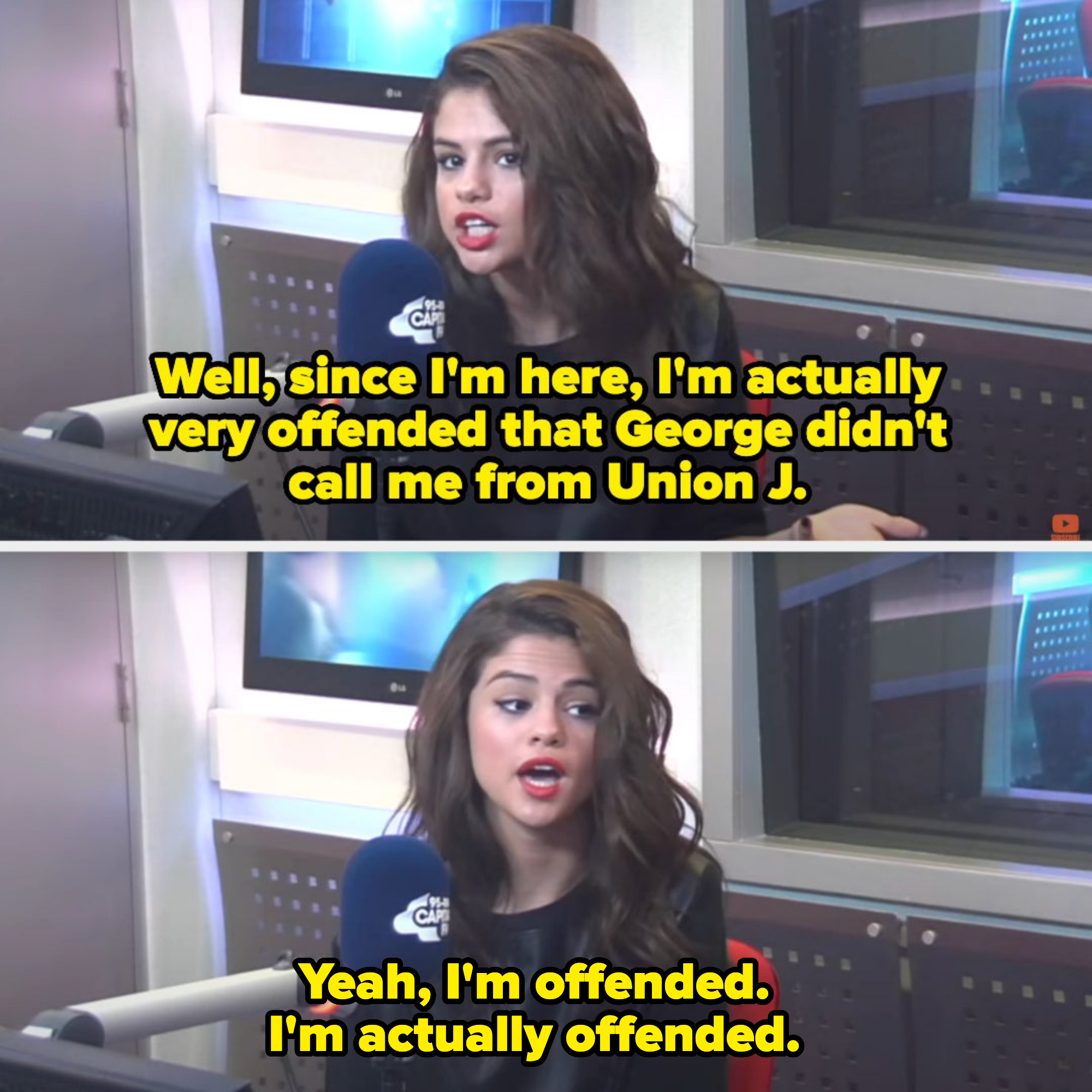 her on the talkshow saying she's offended he never called