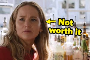 Jennifer Lawrence looking upset in "No Hard Feelings."