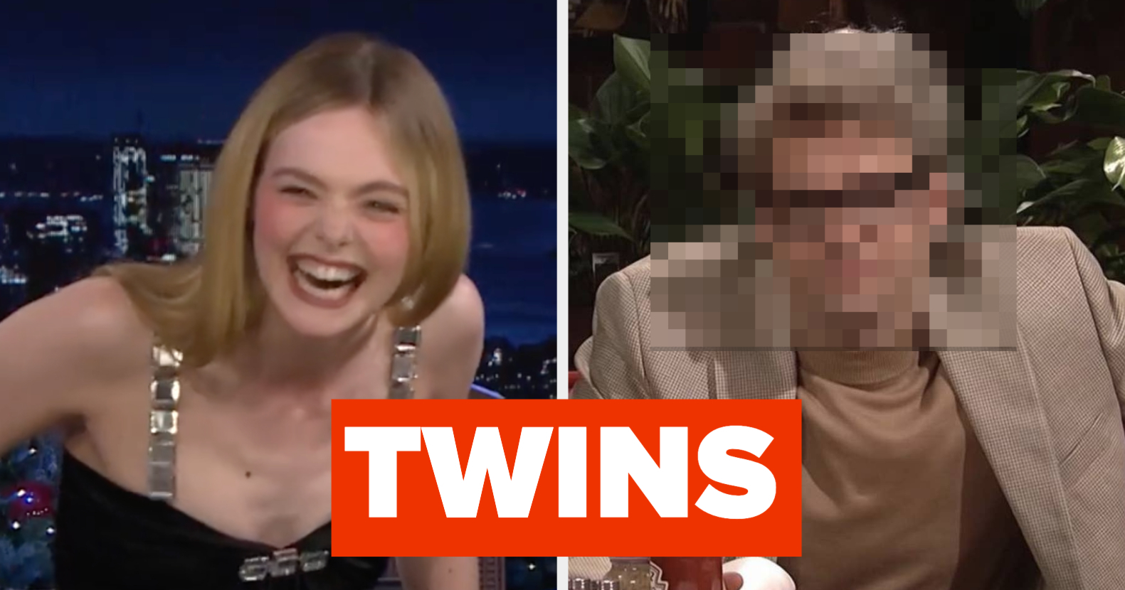 Side-By-Side Of Elle Fanning And Bill Hader As Twins