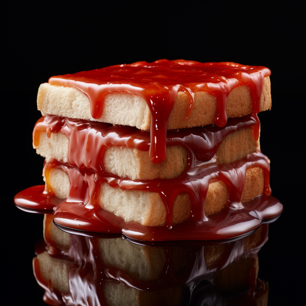 bread piled and jelly poured over
