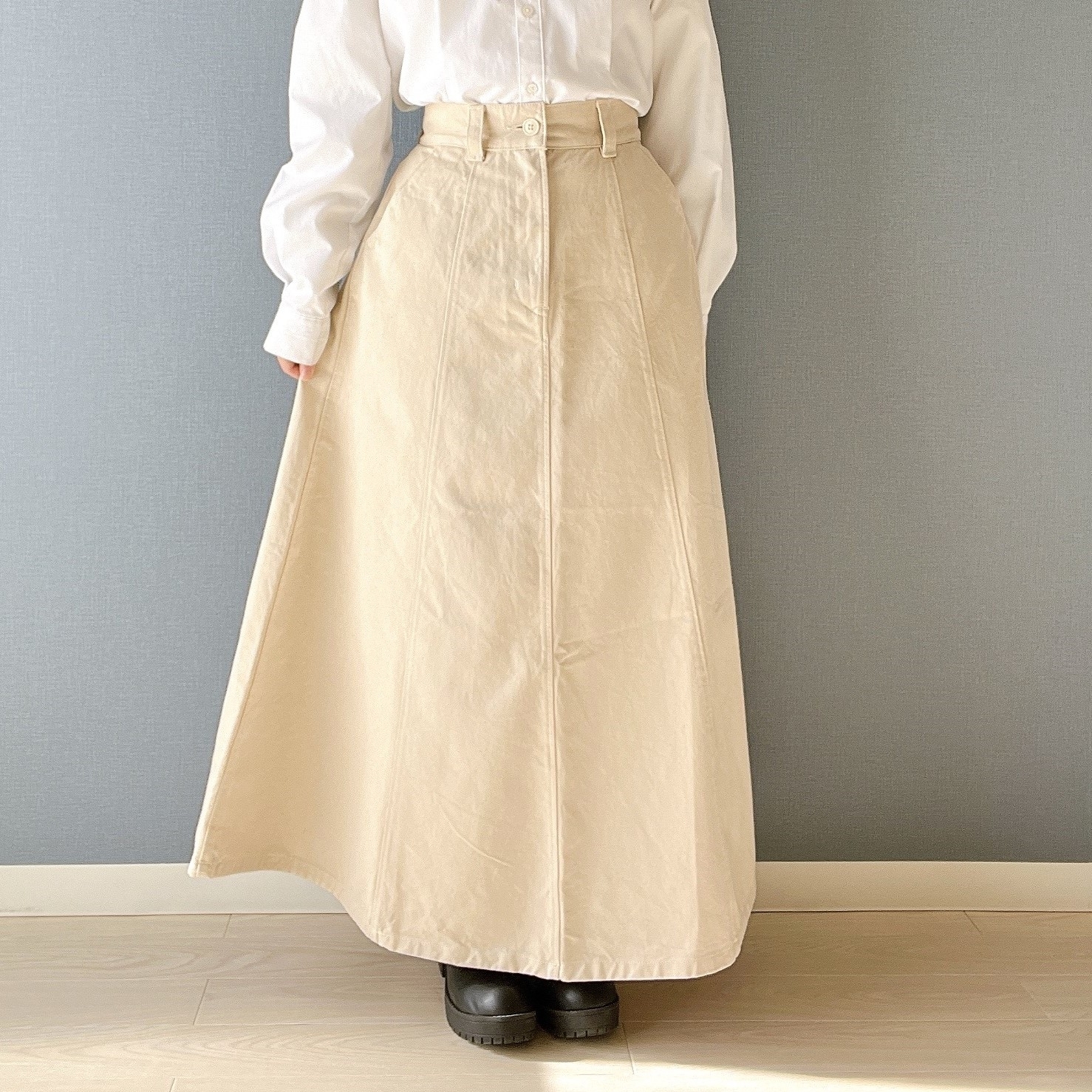 無印良品のオススメのスカート「婦人 木の実から作ったカポック混フレアスカート」