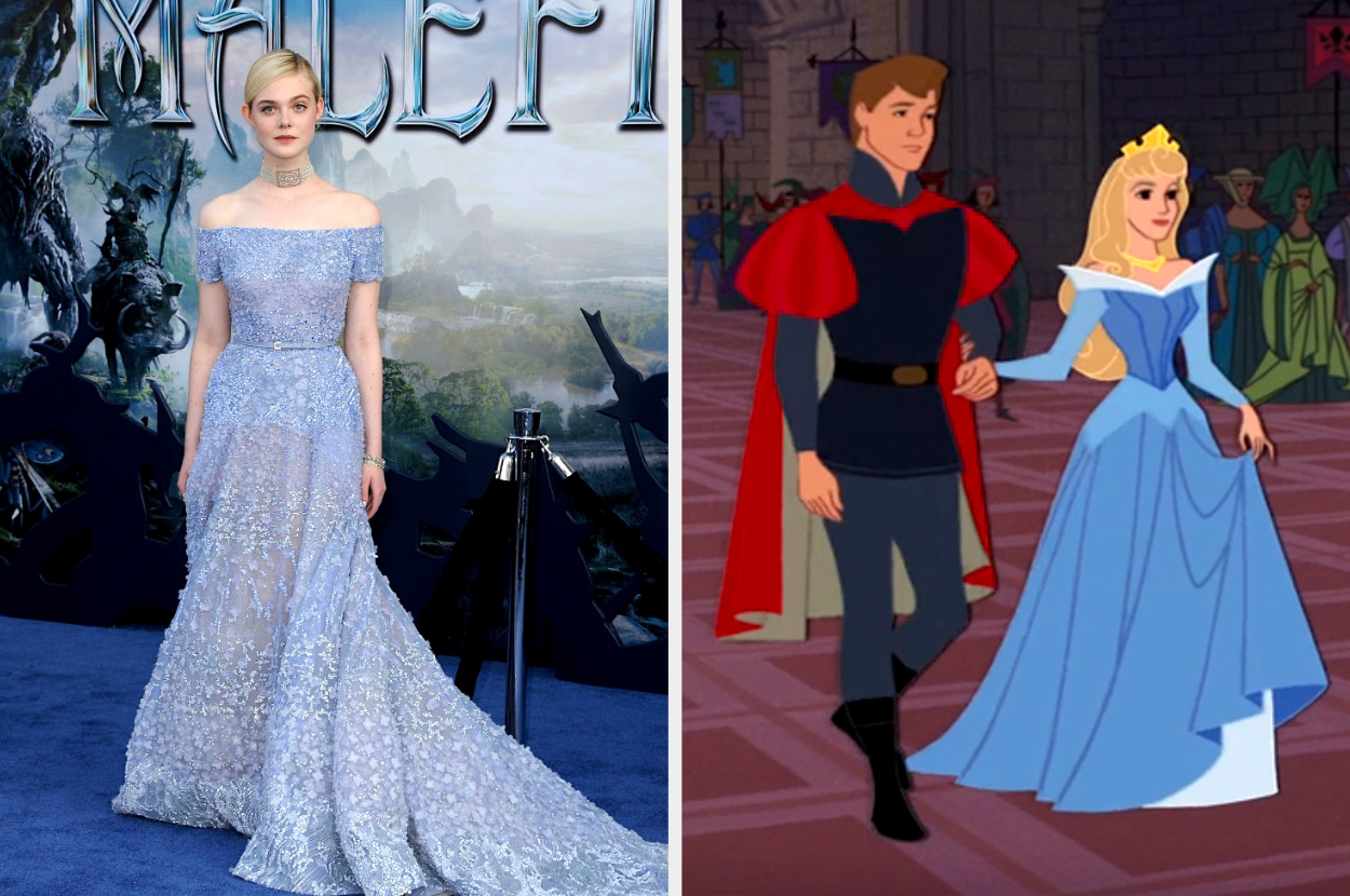 Side-by-side of Elle Fanning and Aurora