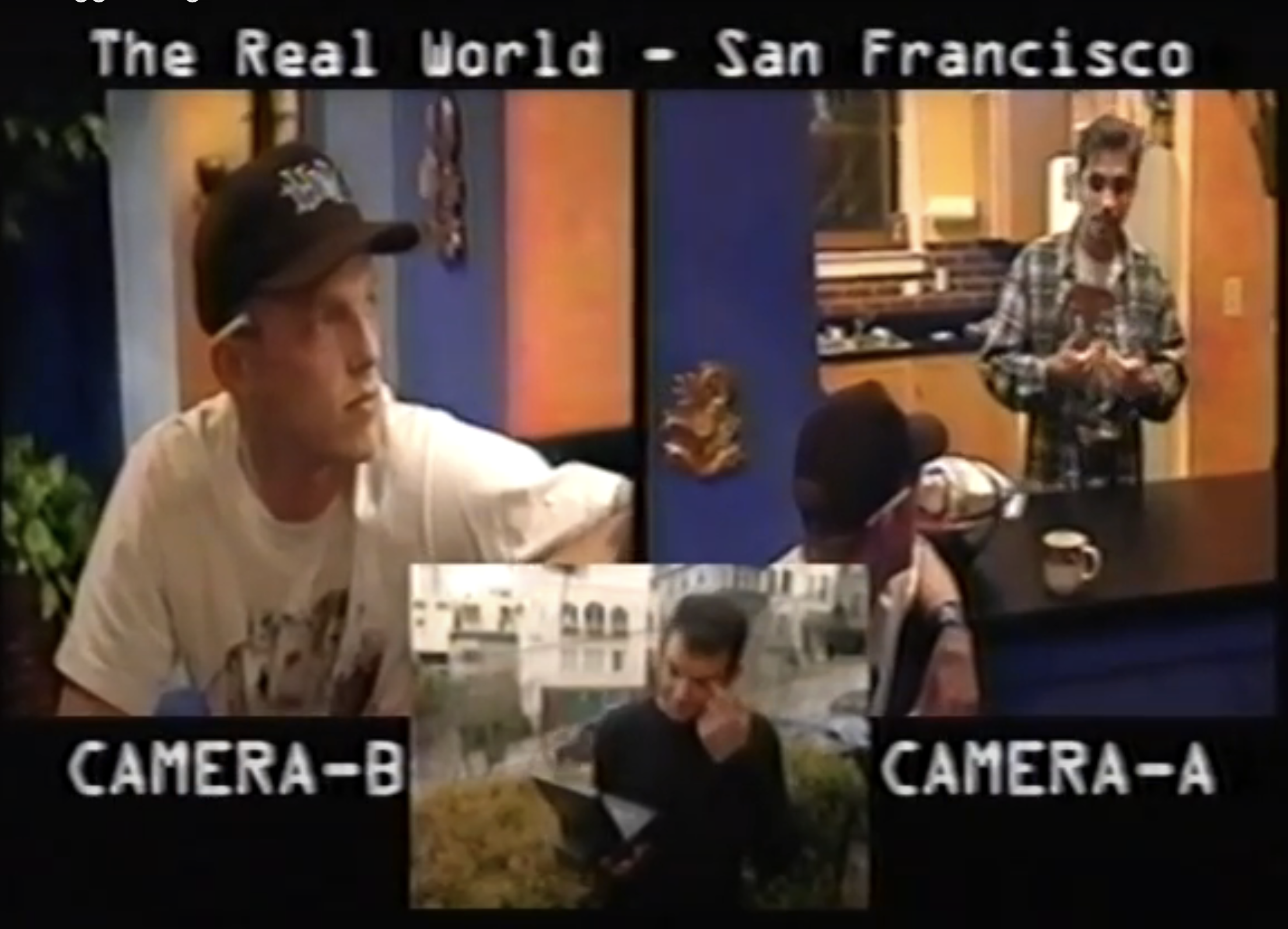 different people on the real world from the view of camera A