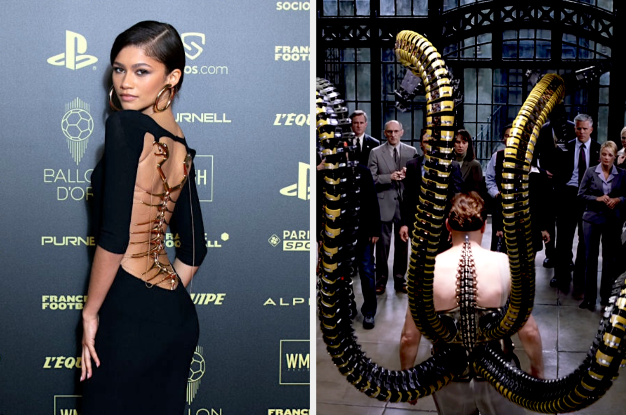 Side-by-side of Zendaya at the screenshot from "Spider-Man: No Way Home"