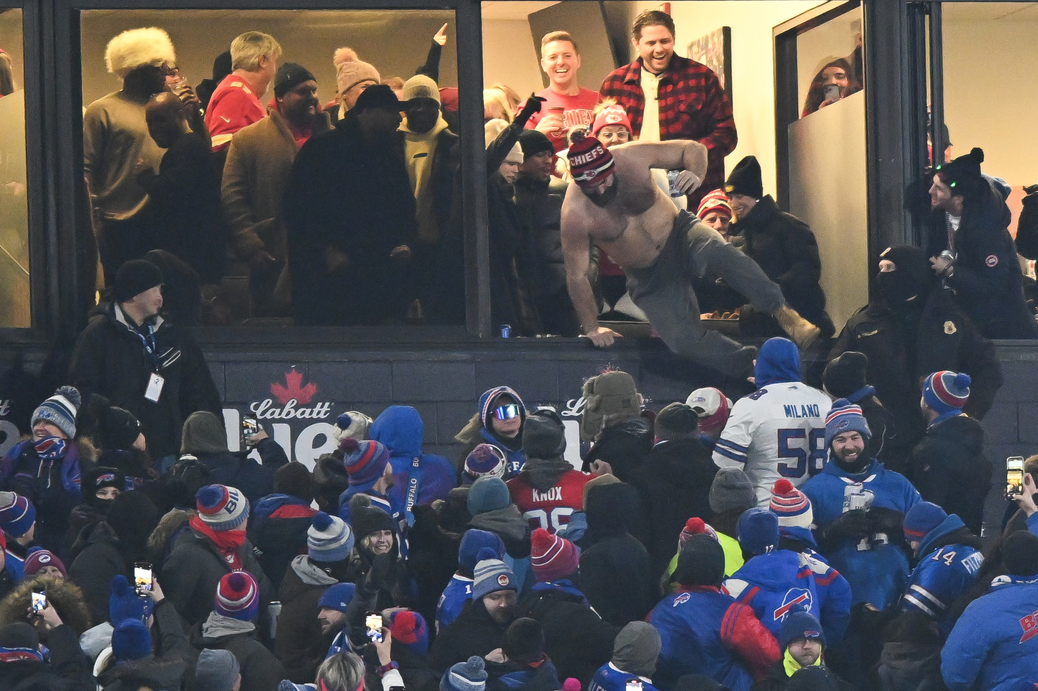 jason jumping out of the suite to join bills fans