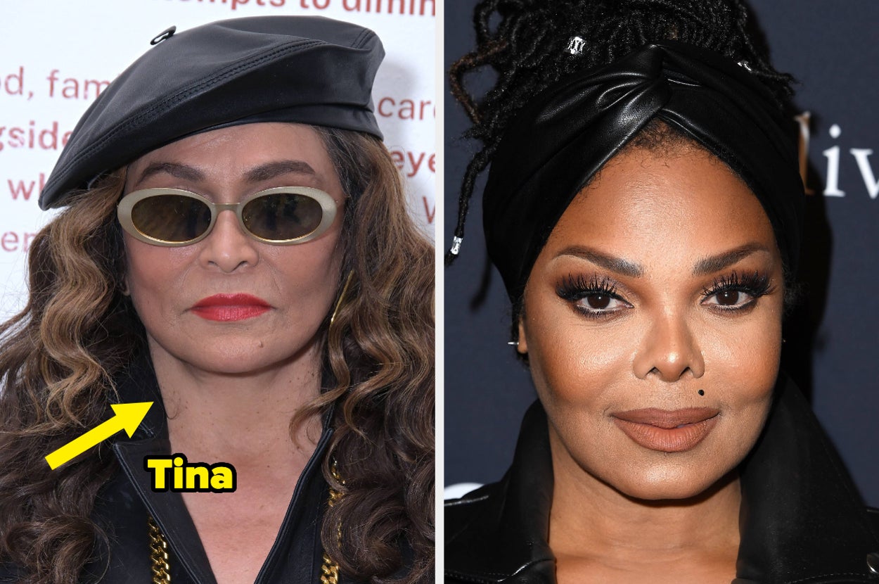 A closeup of Tina Knowles vs a closeup of Janet Jackson