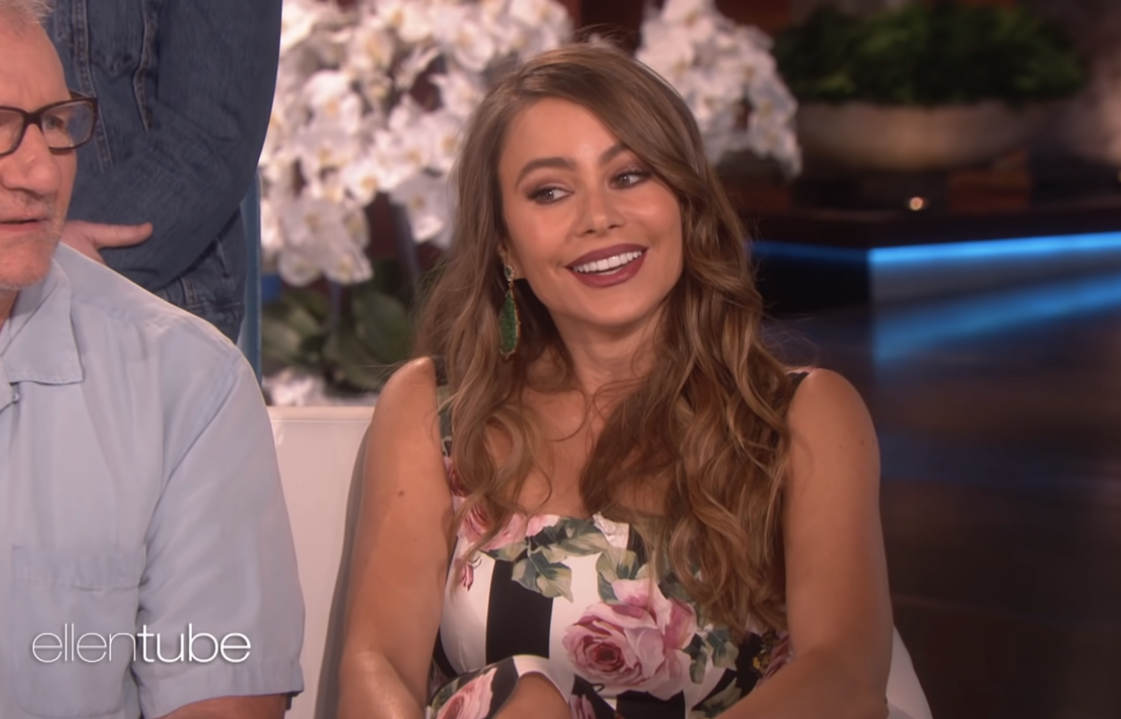 Close-up of Sofía sitting on The Ellen Show