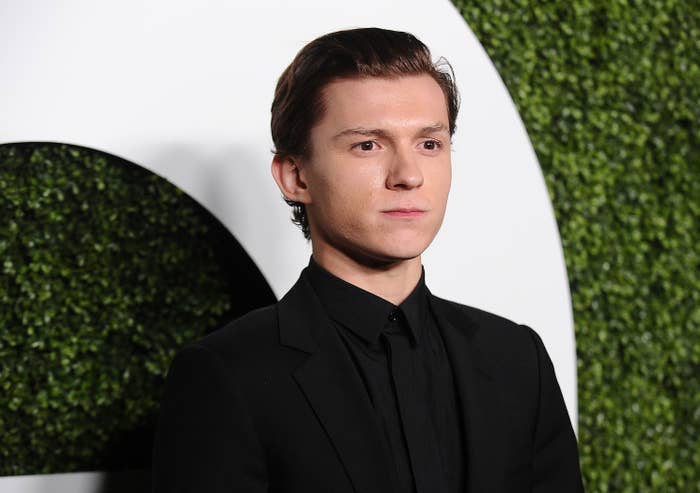 Close-up of Tom Holland at a media event