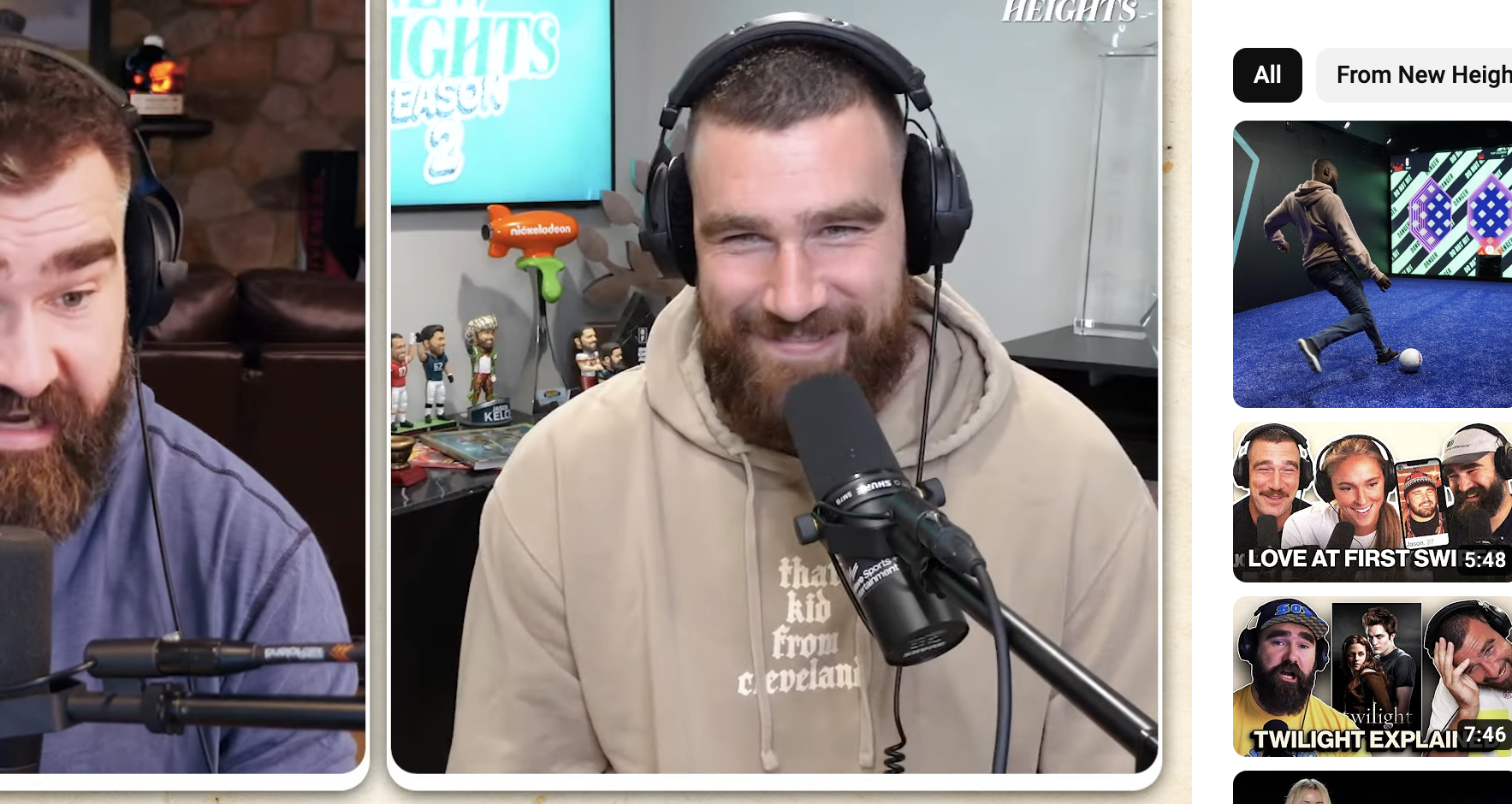 Screenshots of Jason and Travis on the podcast, wearing headphones