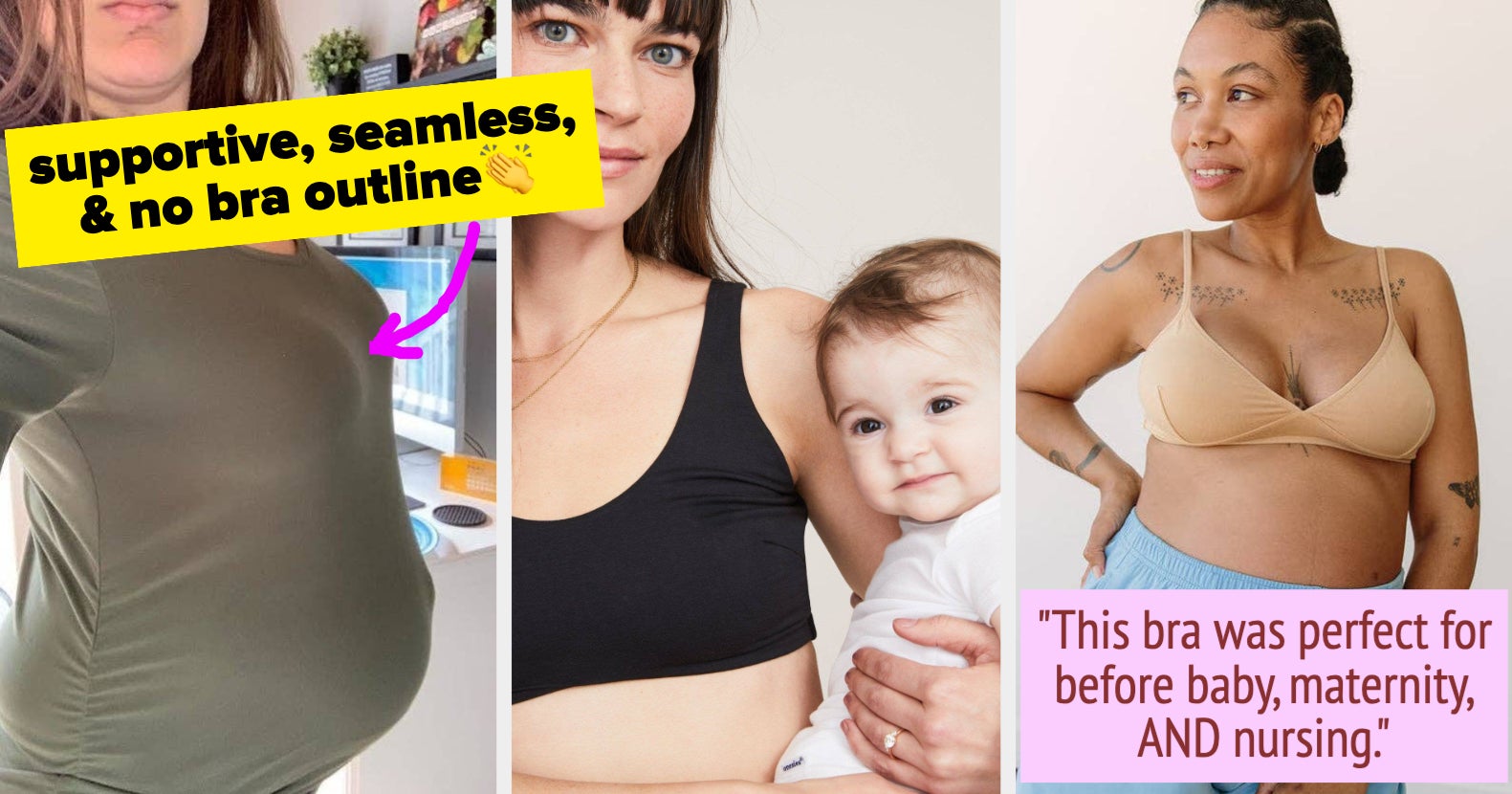Maternity Nursing Bra, Wire Free Soft Breastfeeding Push Up Pregnant  Underwear for Caring of Mom&Baby 