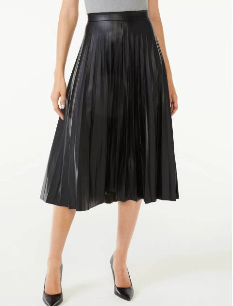 midi pleated black skirt