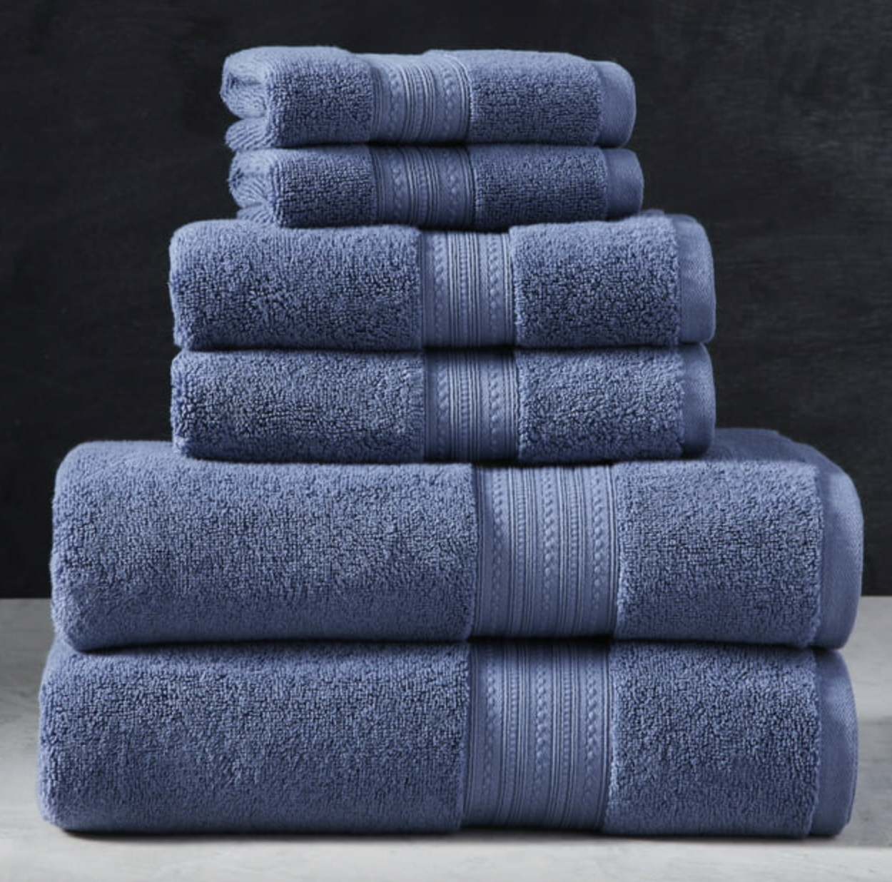 The towels in blue