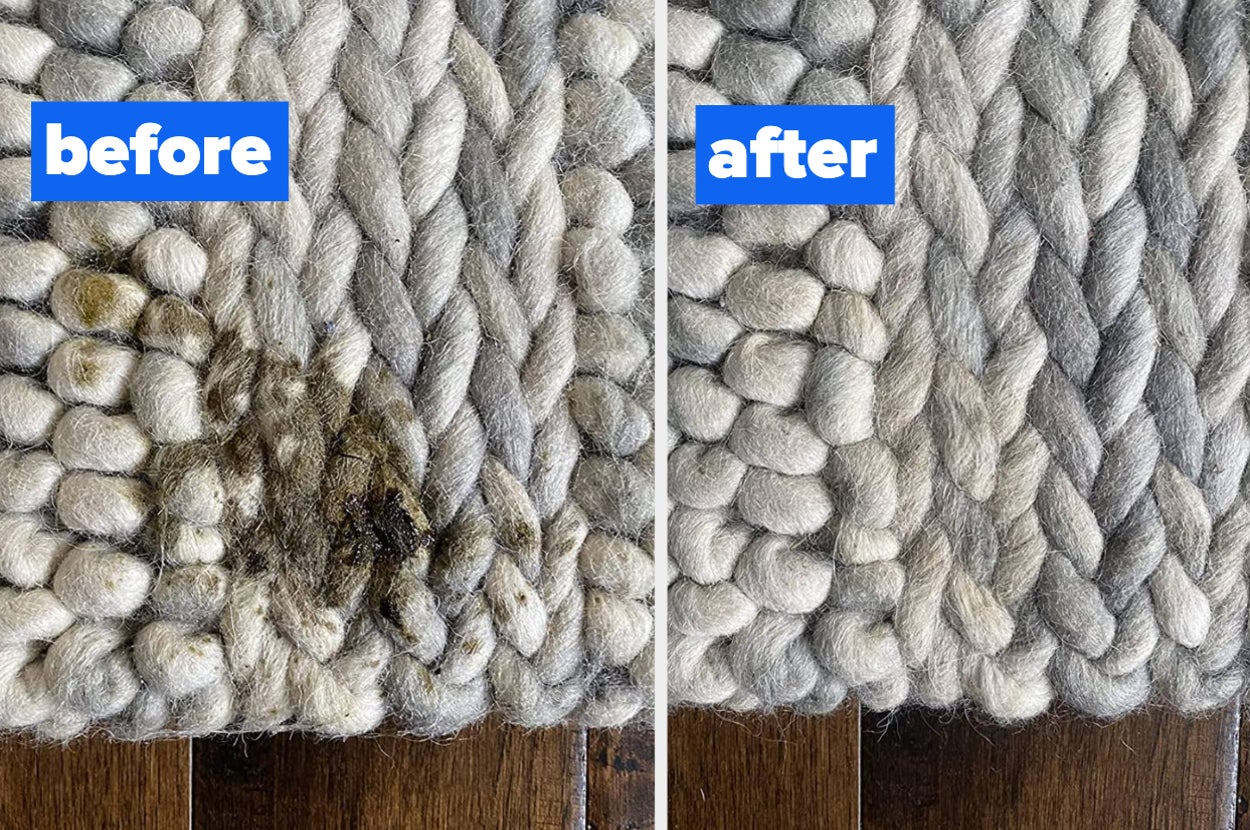 a before and after for a stain and odor remover