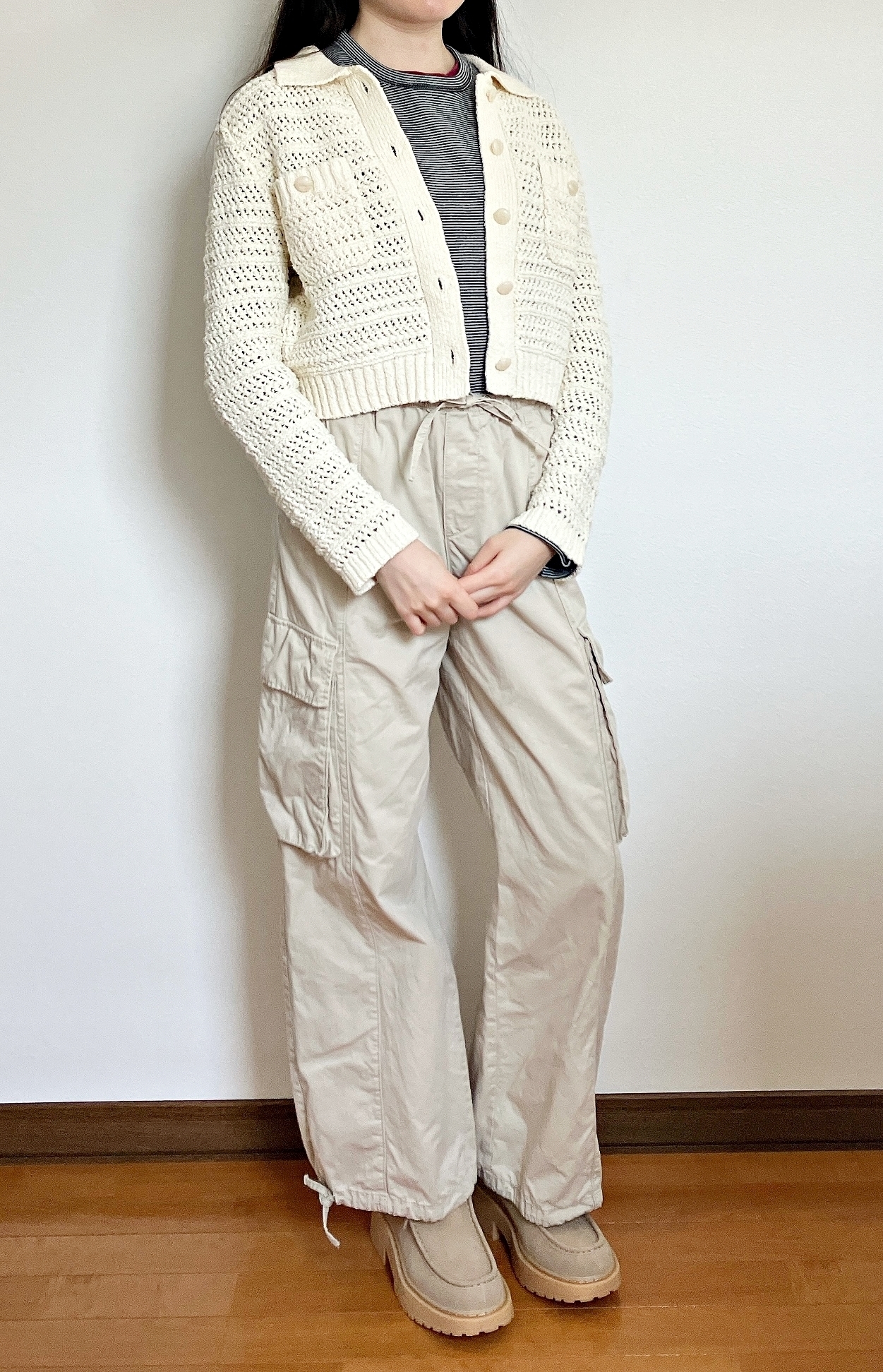 GU（ジーユー）のおすすめトップス「ブークレニットジャケット（長袖）+E」