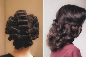 sponge rollers in hair / the finished curls