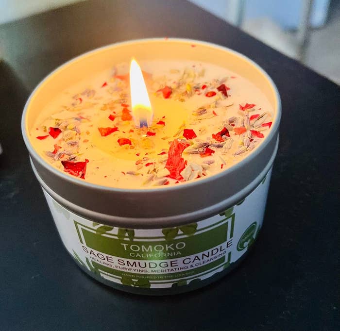 a reviewer photo of the sage candle