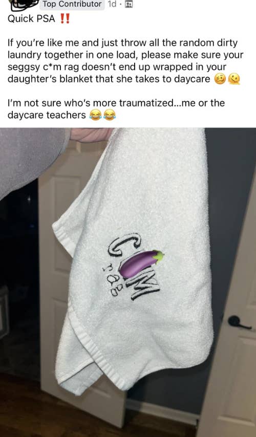 A towel that says &quot;cum rag&quot;