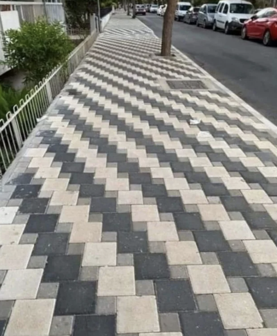 a trippy sidewalk design