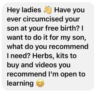 &quot;ever circumcised your son at your free birth?&quot;