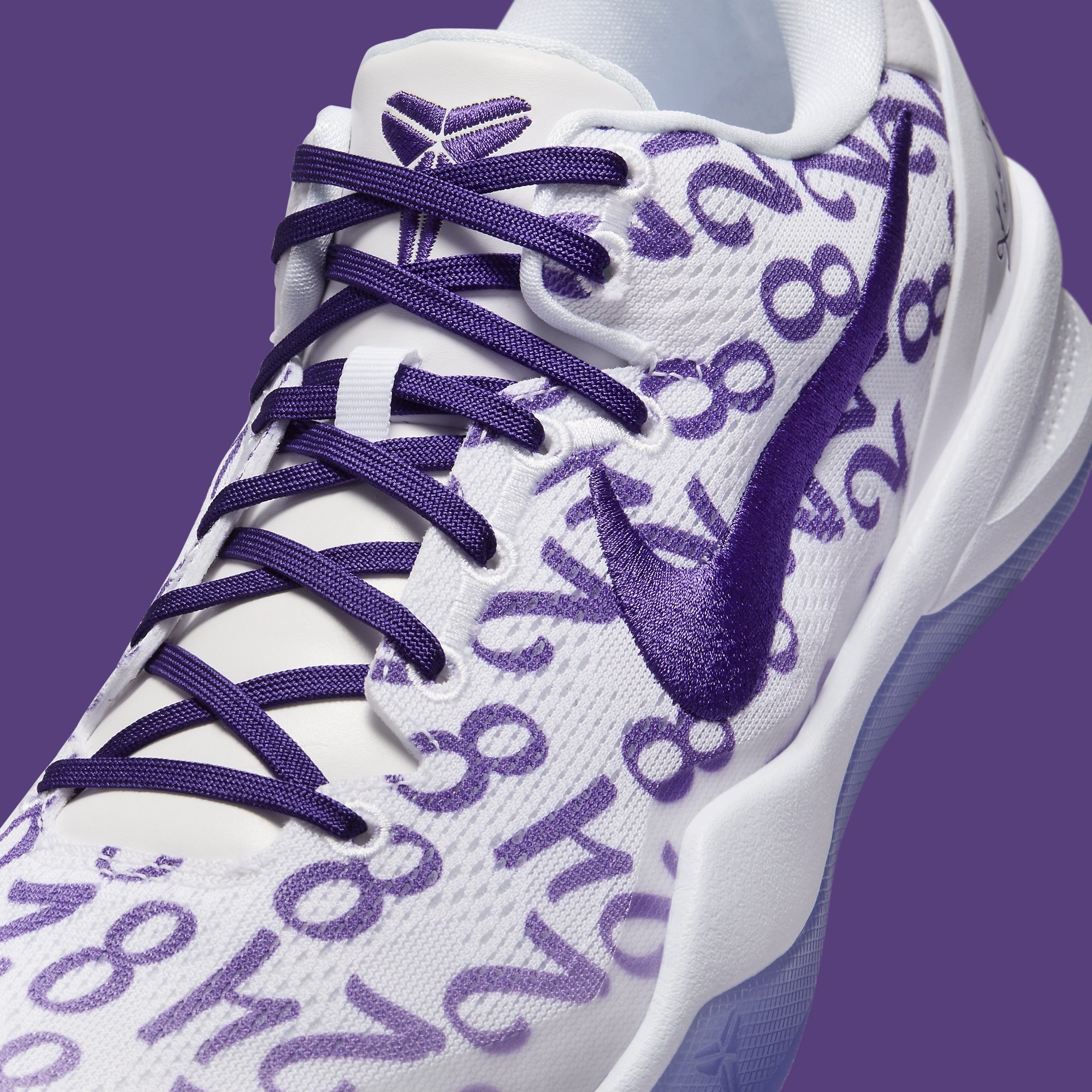 Nike Kobe 8 Court Purple Release Date FQ3549-100 Tongue Detail