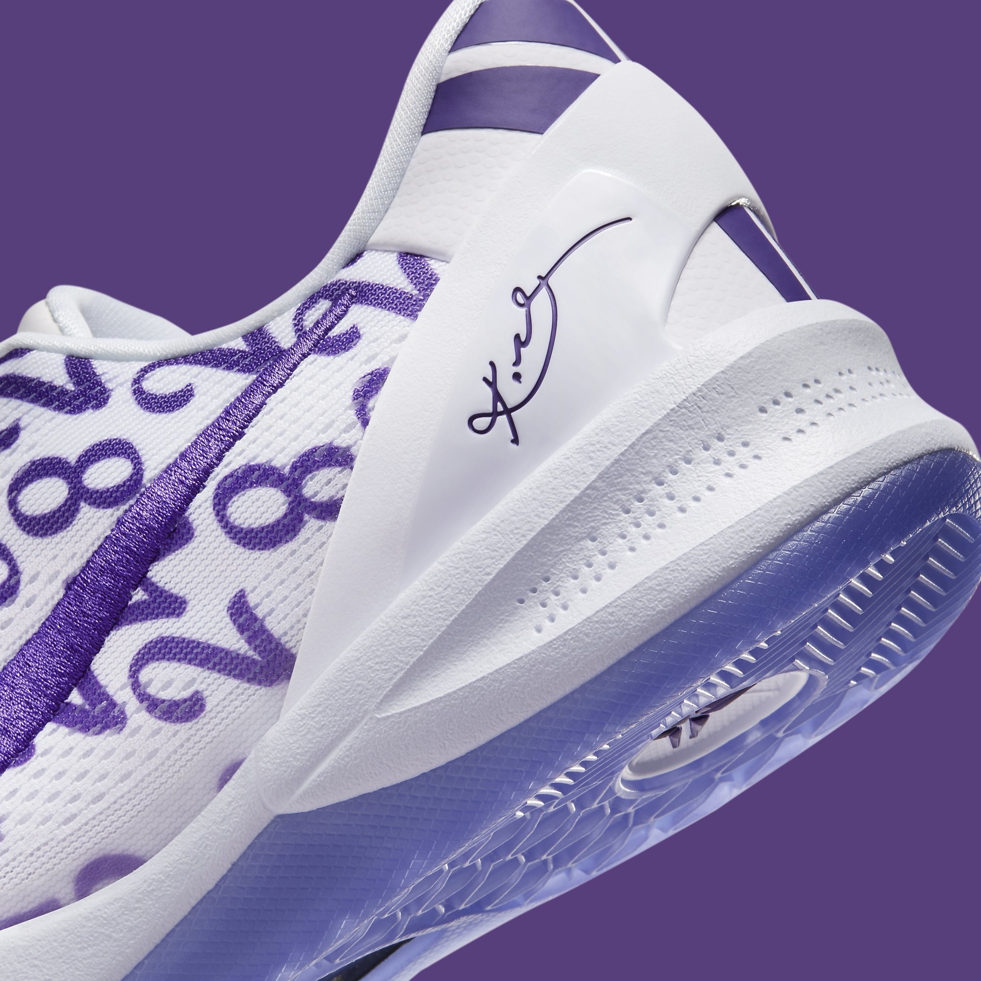 Nike Kobe 8 Court Purple Release Date FQ3549-100 Heel Detail