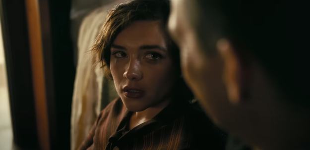 Close-up of Florence looking at Cillian in the movie