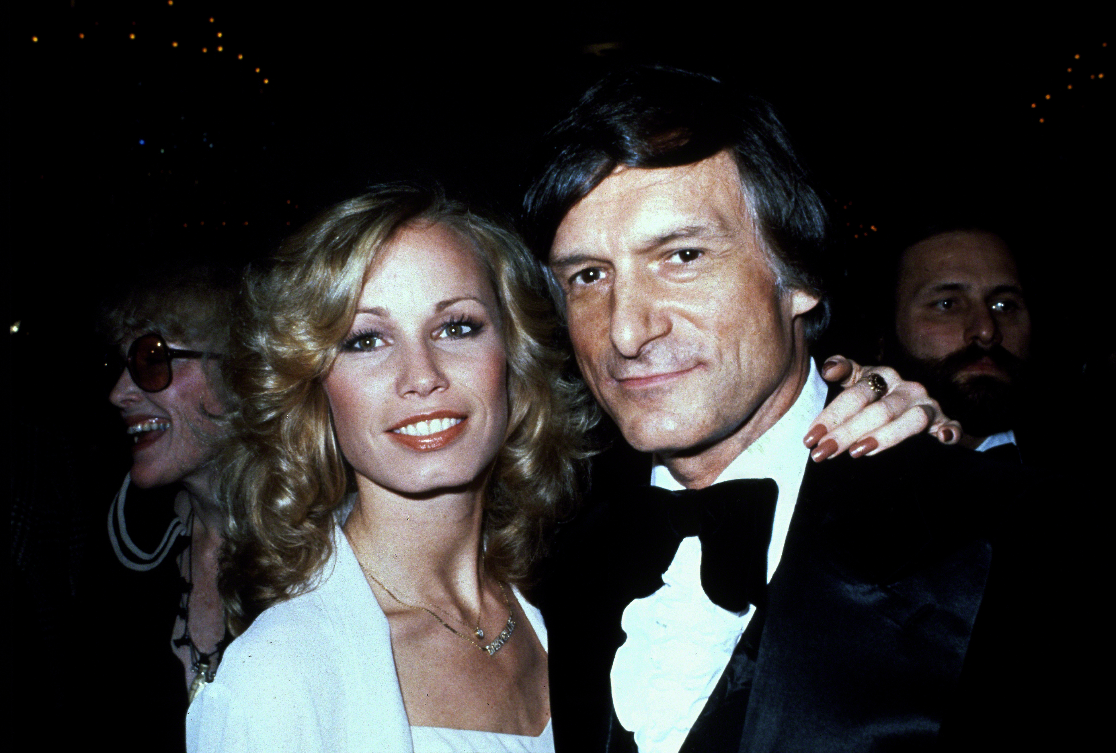 Close-up of Sondra and Hugh, who&#x27;s wearing a bow tie