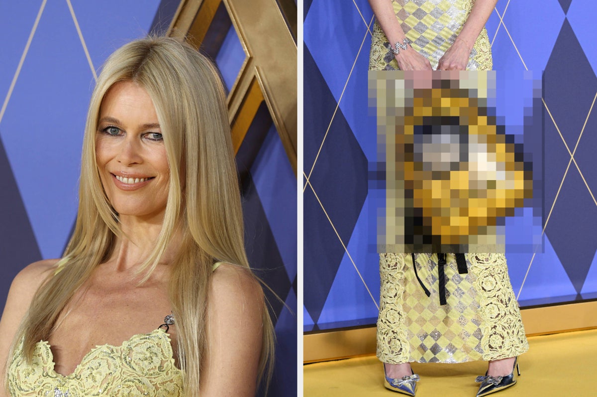 Claudia Schiffer Brings Cat Chip On Argylle Red Carpet