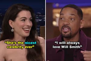 Side-by-sides of Anne Hathaway and Will Smith