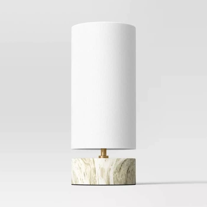 the lamp with a faux marble base